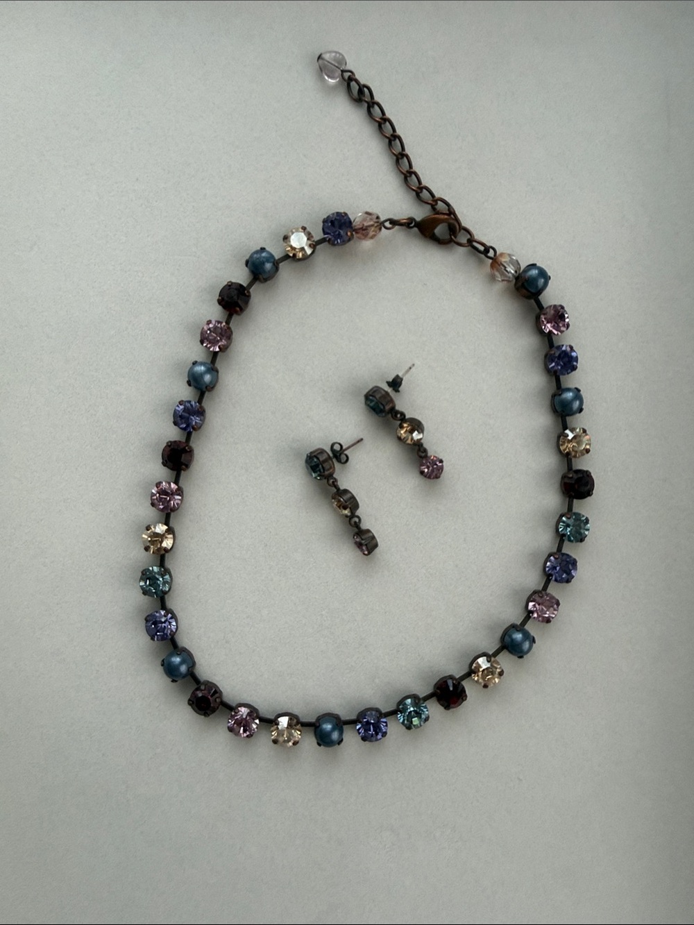 Multicolor Crystal and Pearl Necklace Set - Women Jewelry